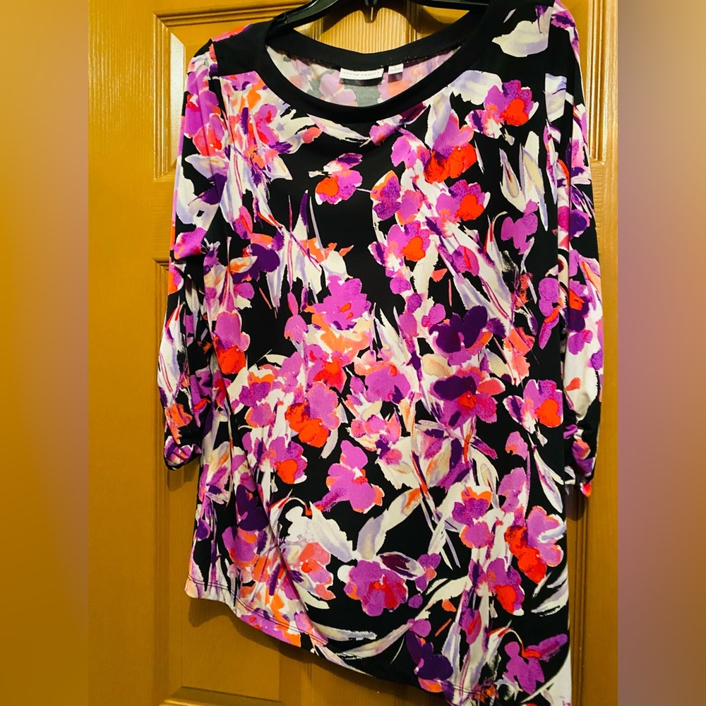 Purple floral blouse top